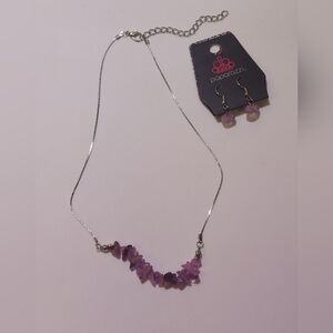 Paparazzi Amethyst and Silver Necklace Set